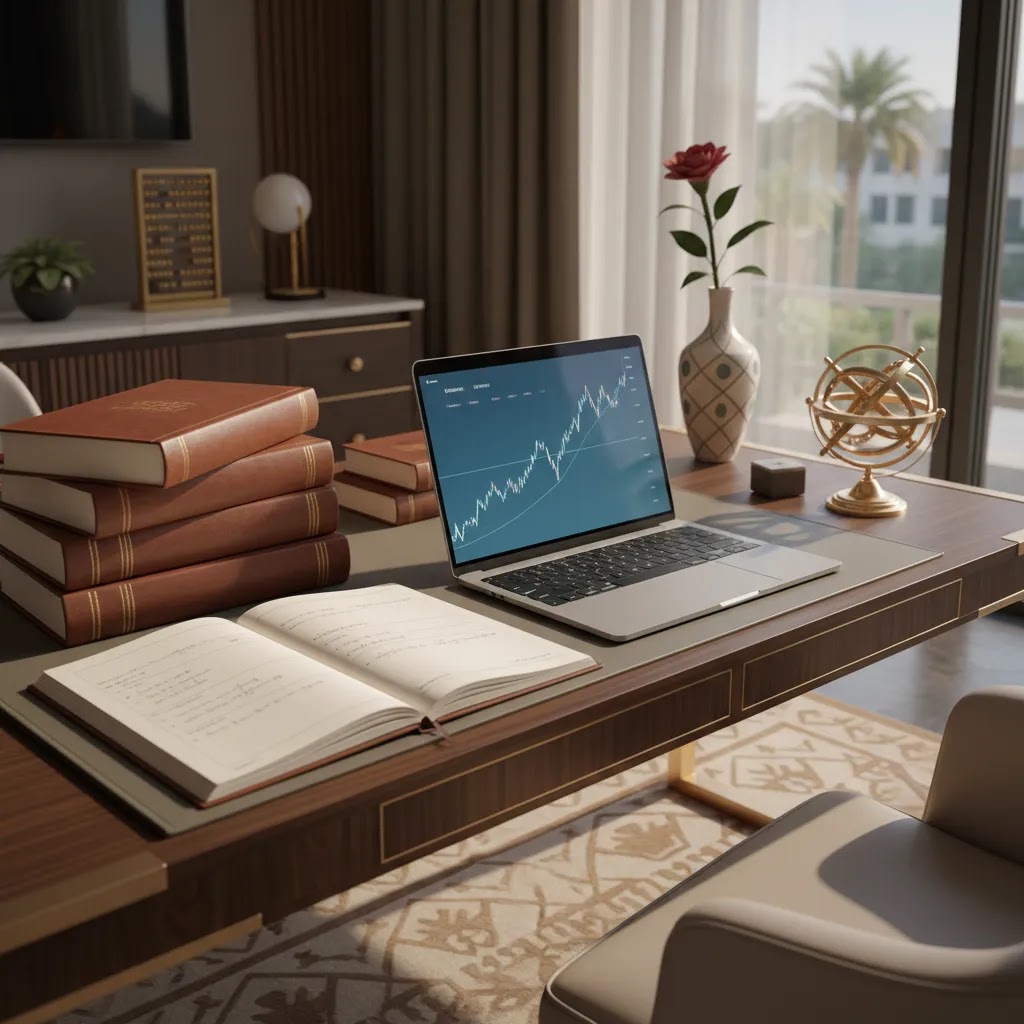 Binary options books for building a trading foundation with charts, notes, and a professional trading desk setup