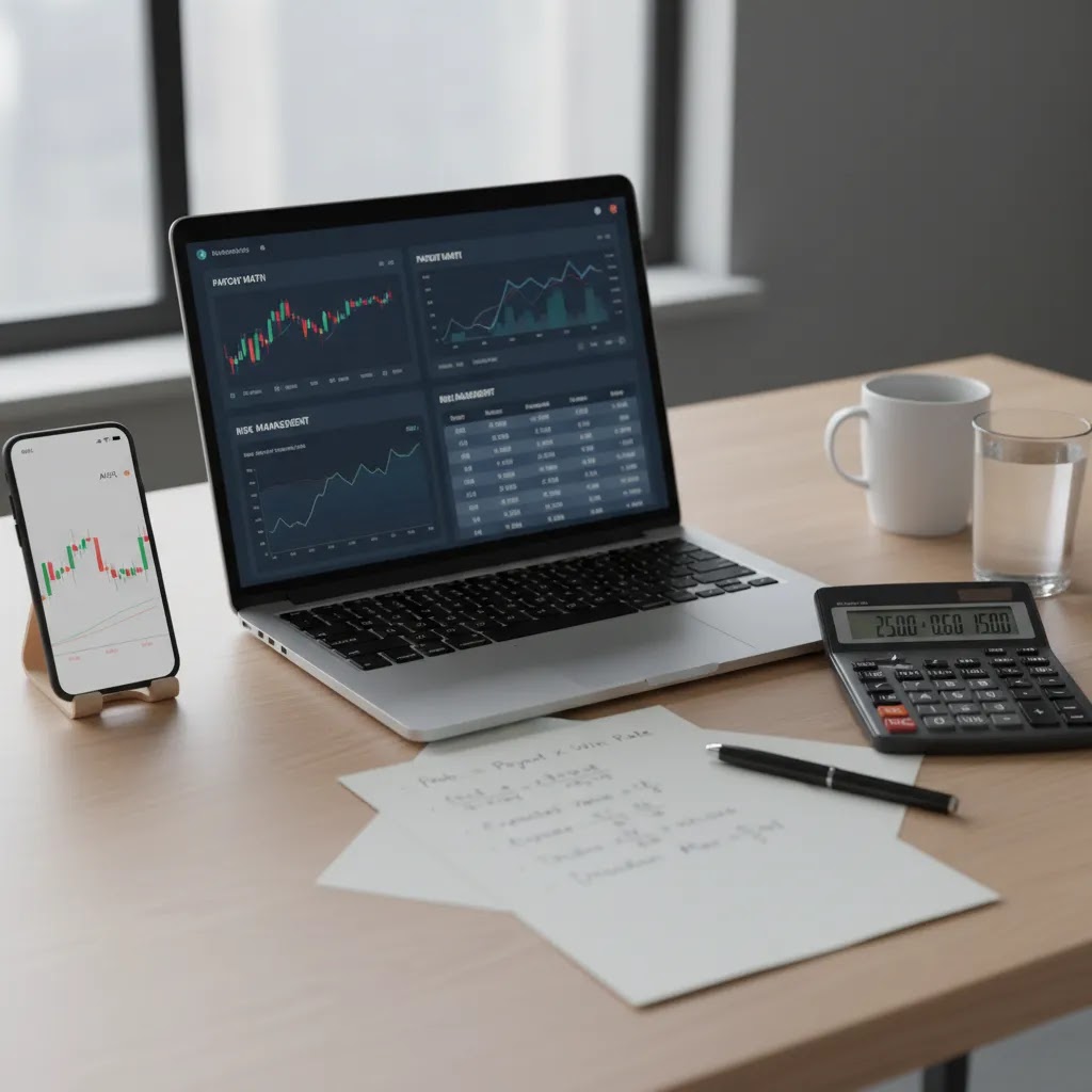 Binary options education scene illustrating payout risk and break-even analysis for beginners