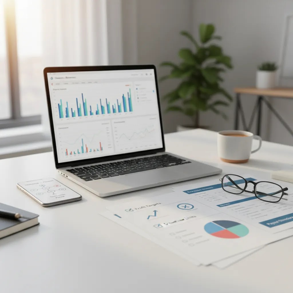 Binary options funded account evaluation process with trading metrics and risk review