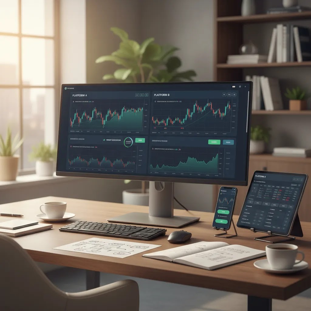 Binary options prop firm traders assessing broker platform execution quality and funded account suitability