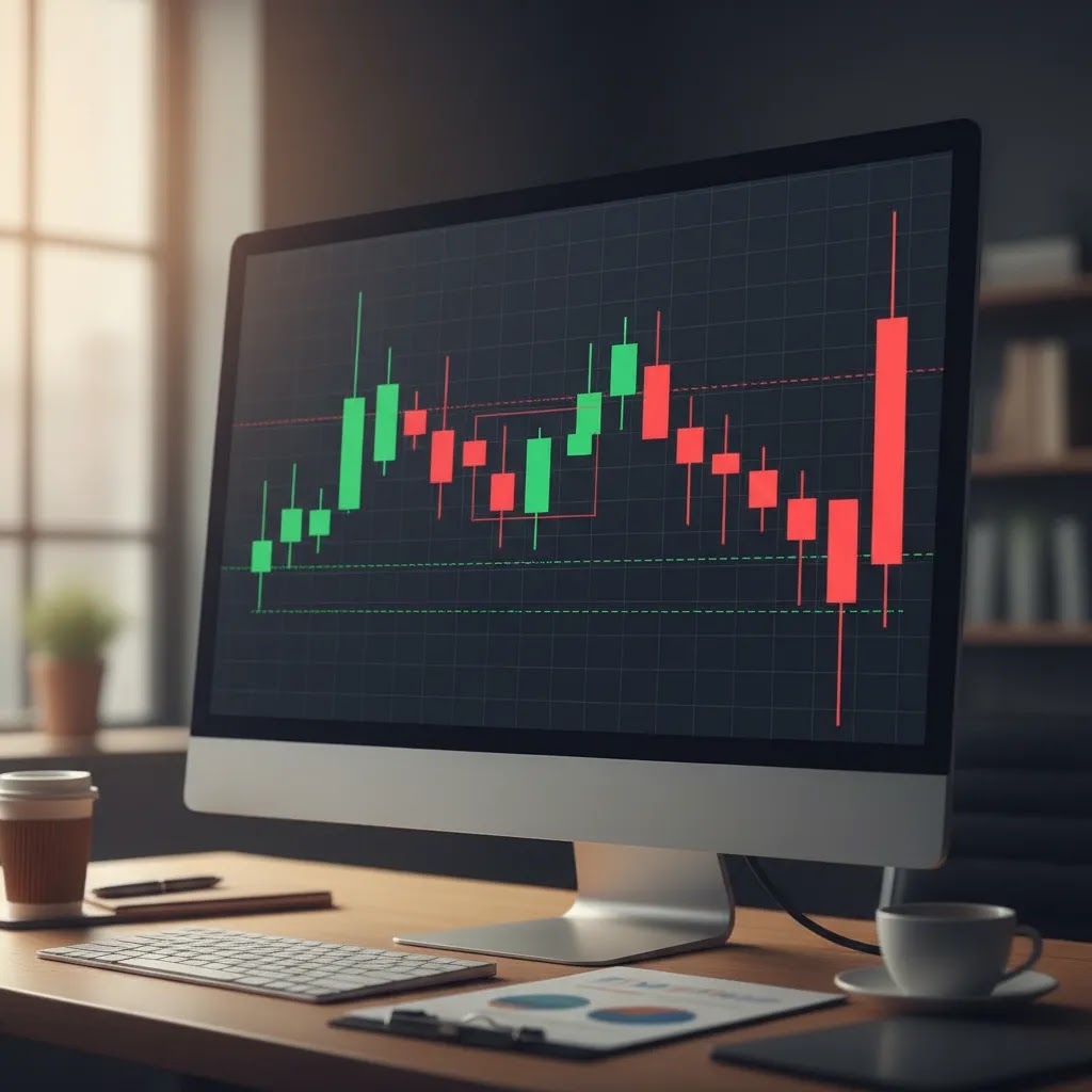 Candlestick binary options trading setup showing chart context across multiple timeframes