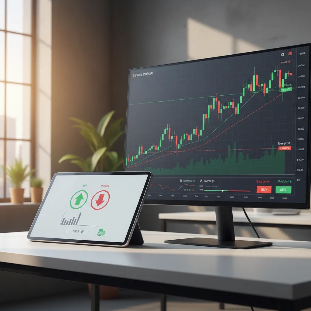 difference between binary options and forex shown through fixed outcome and open market trading screens
