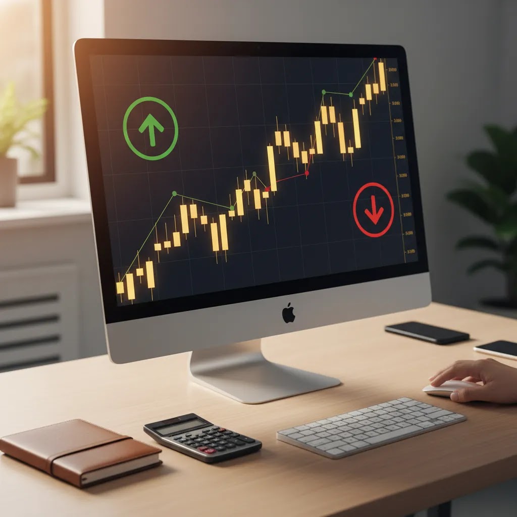 How gold binary options work with fixed payout trading setup and gold price chart