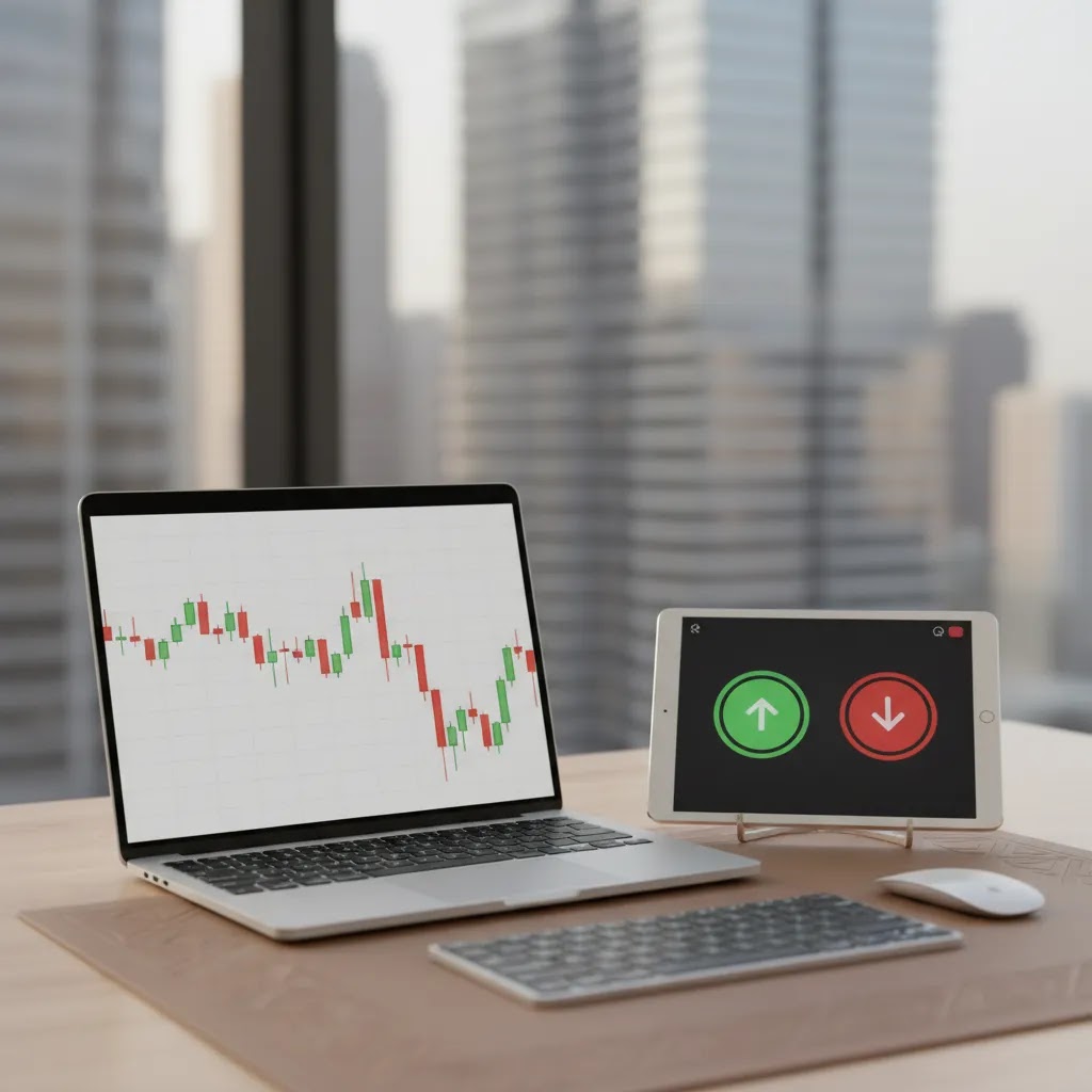 Stock binary options trading setup for UAE traders with stock charts and expiry-based market analysis