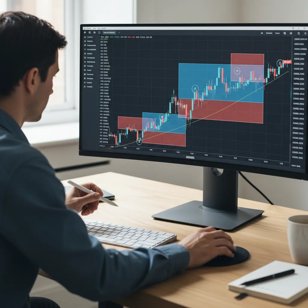 Understanding support and resistance by drawing zones on a trading chart for binary options analysis